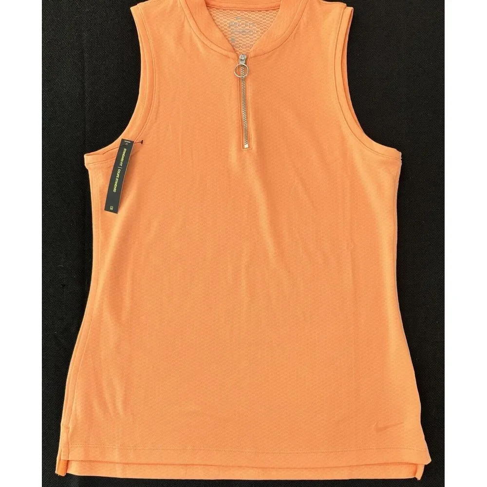 NEW Nike Dri-fit Women's ORANGE Sleeveless Golf Shirt MSRP $67 ~ Textured & Soft